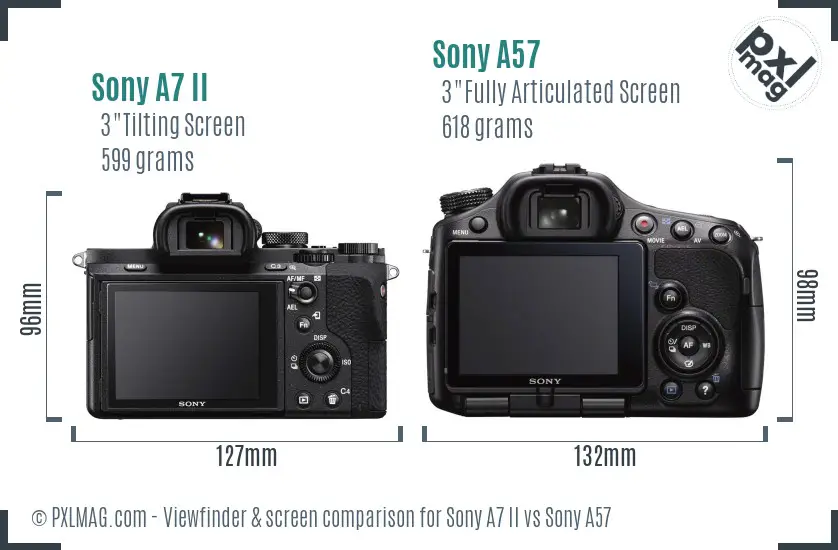 Sony A7 II vs Sony A57 Screen and Viewfinder comparison Sony A7 II vs Sony A57 Screen and Viewfinder comparison