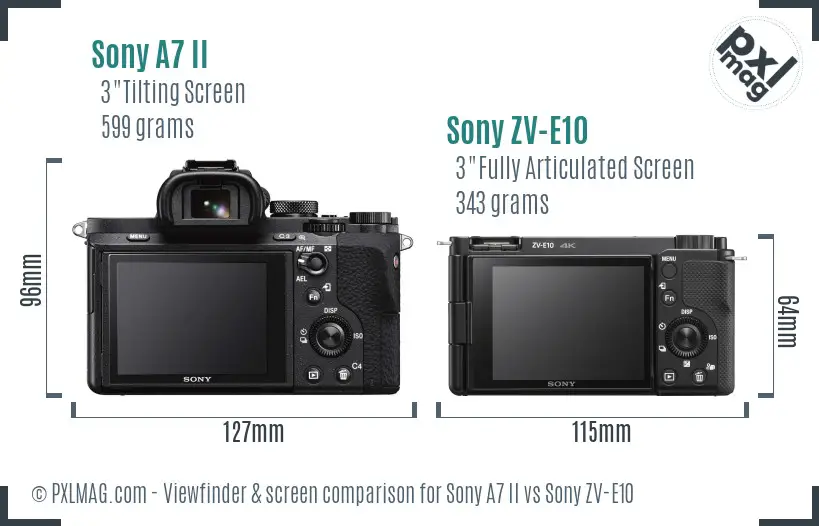 Sony A7 II vs Sony ZV-E10 Screen and Viewfinder comparison Sony A7 II vs Sony ZV-E10 Screen and Viewfinder comparison
