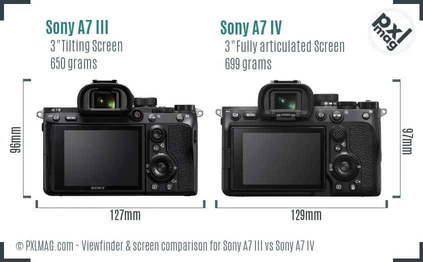 Sony A7 III vs Sony A7 IV Screen and Viewfinder comparison