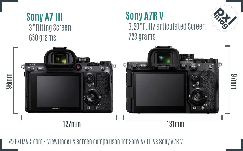 Sony A7 III vs Sony A7R V Screen and Viewfinder comparison