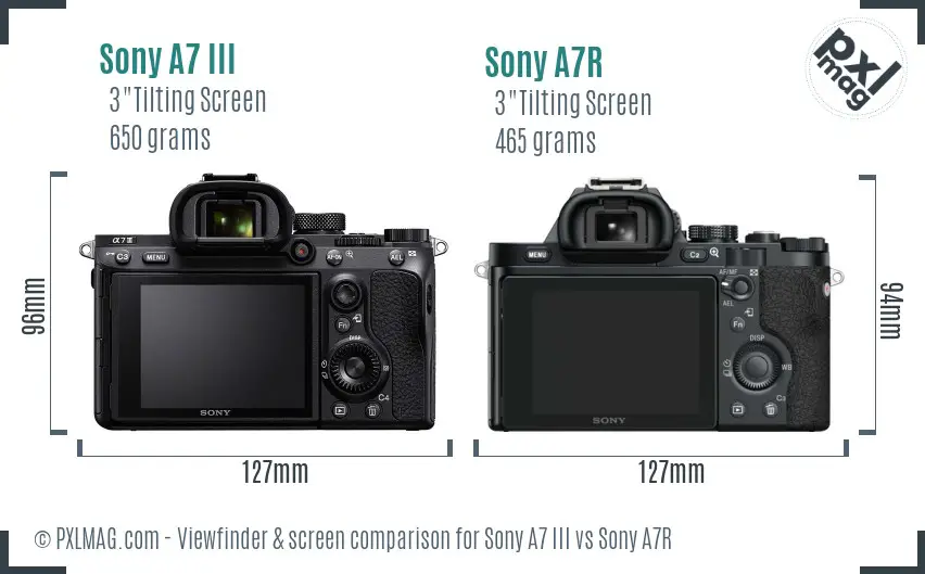 Sony A7 III vs Sony A7R Screen and Viewfinder comparison
