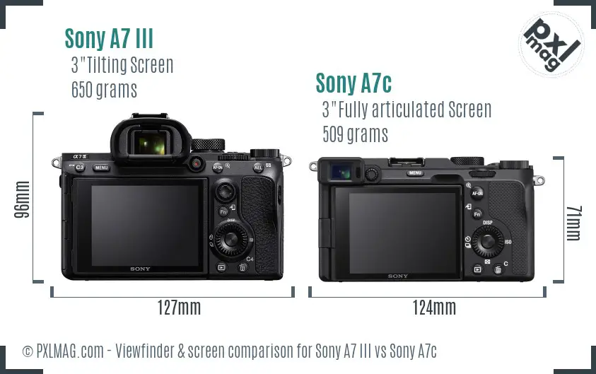 Sony A7 III vs Sony A7c Screen and Viewfinder comparison