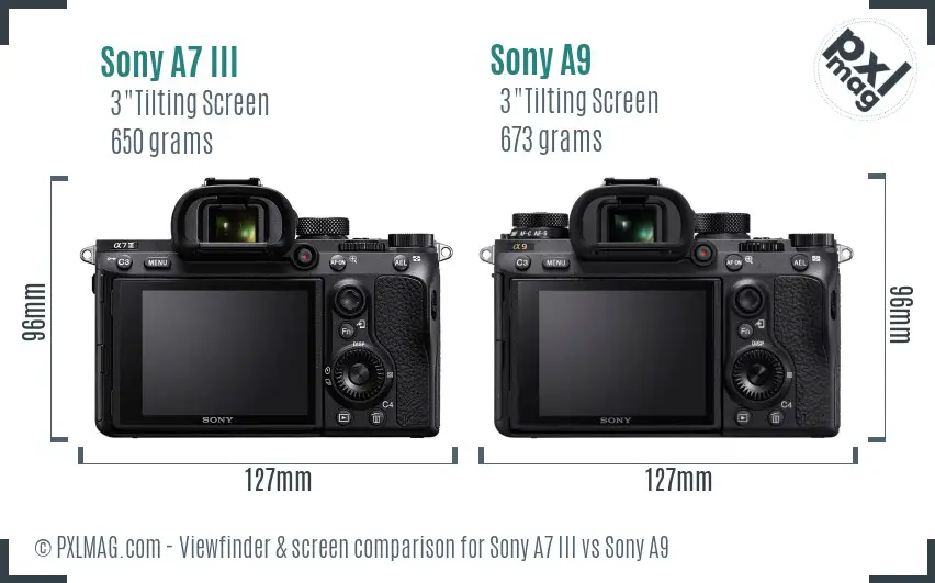 Sony A7 III vs Sony A9 Screen and Viewfinder comparison