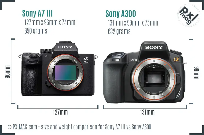 Sony A7 III vs Sony A300 size comparison