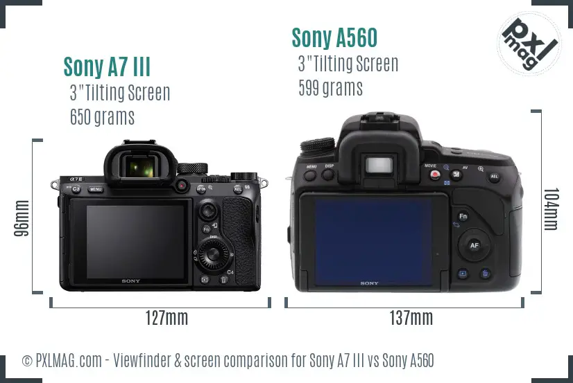 Sony A7 III vs Sony A560 Screen and Viewfinder comparison