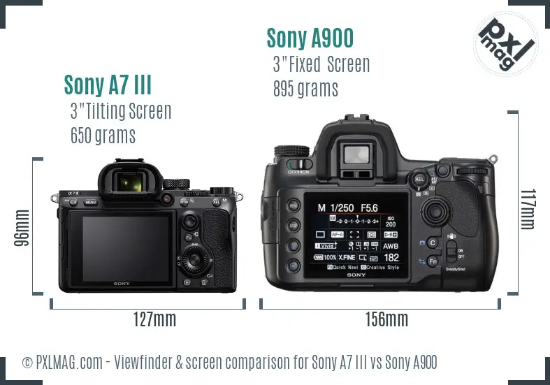 Sony A7 III vs Sony A900 Screen and Viewfinder comparison