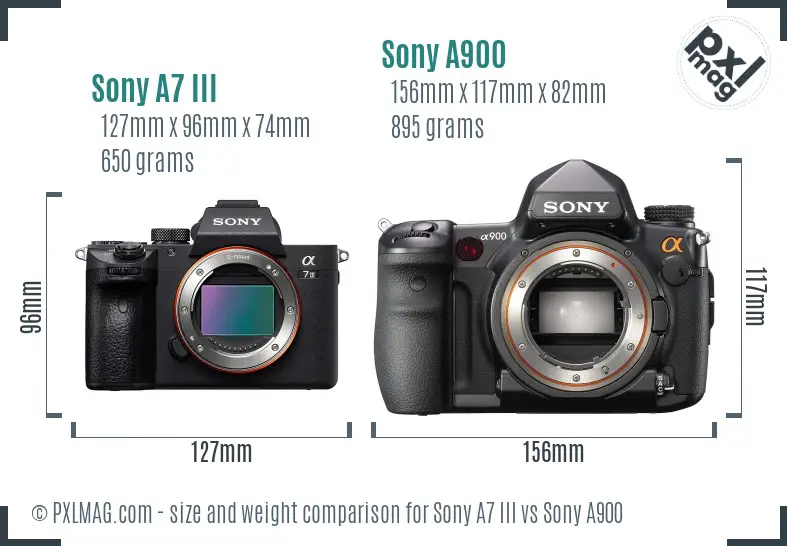 Sony A7 III vs Sony A900 size comparison