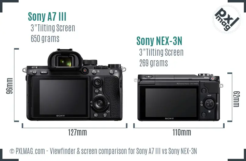 Sony A7 III vs Sony NEX-3N Screen and Viewfinder comparison