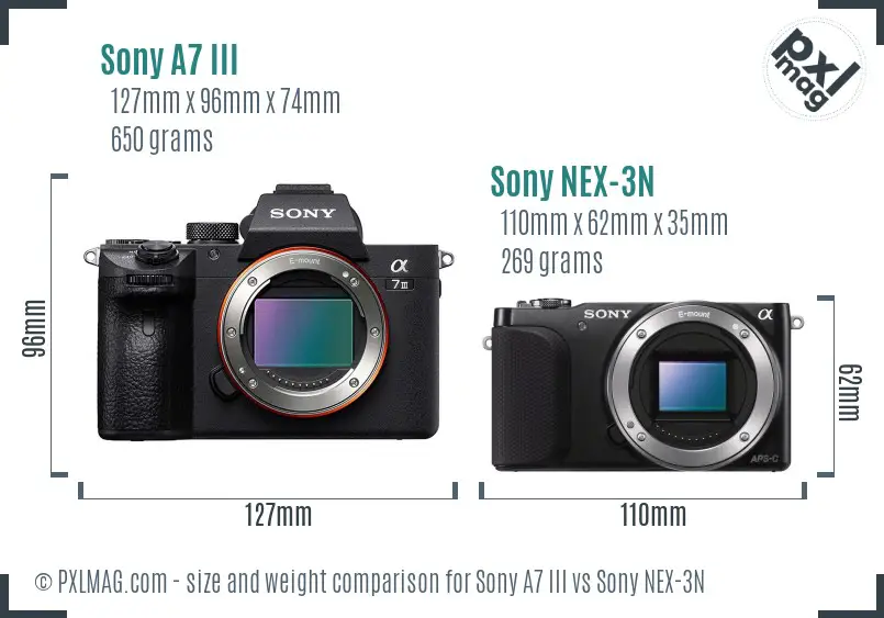 Sony A7 III vs Sony NEX-3N size comparison
