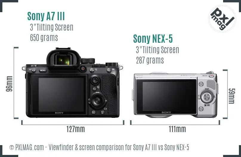Sony A7 III vs Sony NEX-5 Screen and Viewfinder comparison