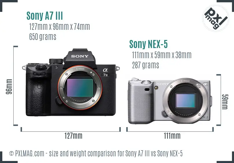 Sony A7 III vs Sony NEX-5 size comparison