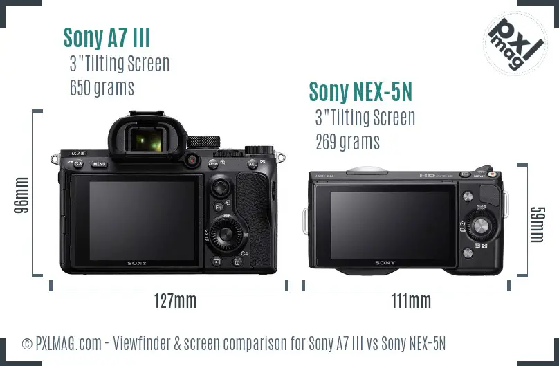 Sony A7 III vs Sony NEX-5N Screen and Viewfinder comparison