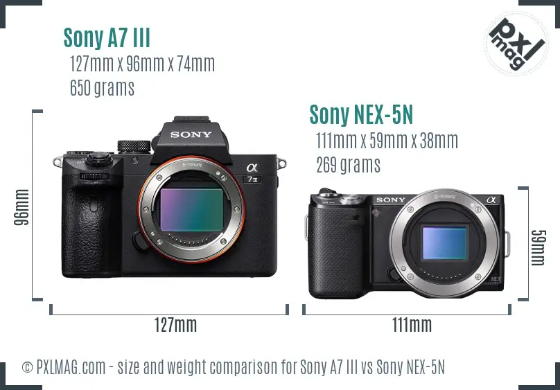 Sony A7 III vs Sony NEX-5N size comparison