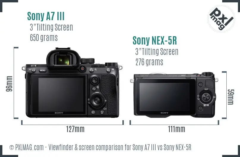 Sony A7 III vs Sony NEX-5R Screen and Viewfinder comparison