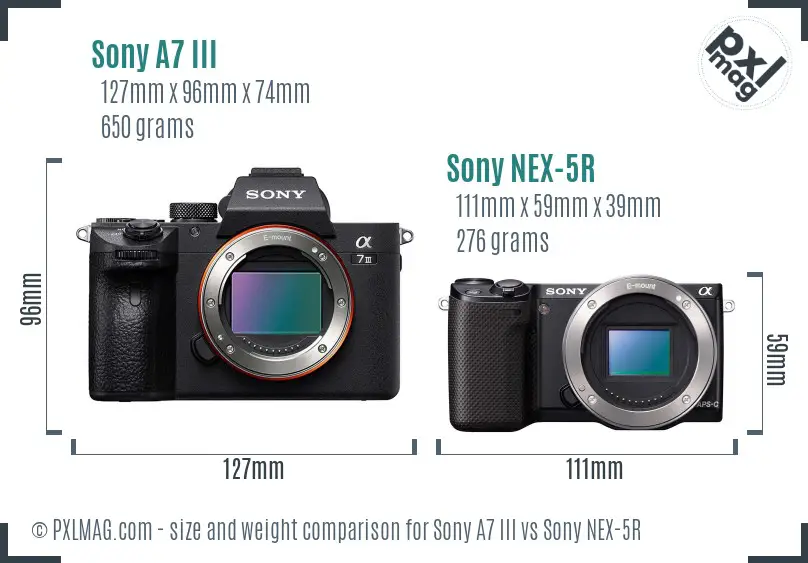 Sony A7 III vs Sony NEX-5R size comparison
