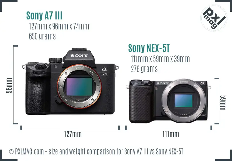 Sony A7 III vs Sony NEX-5T size comparison