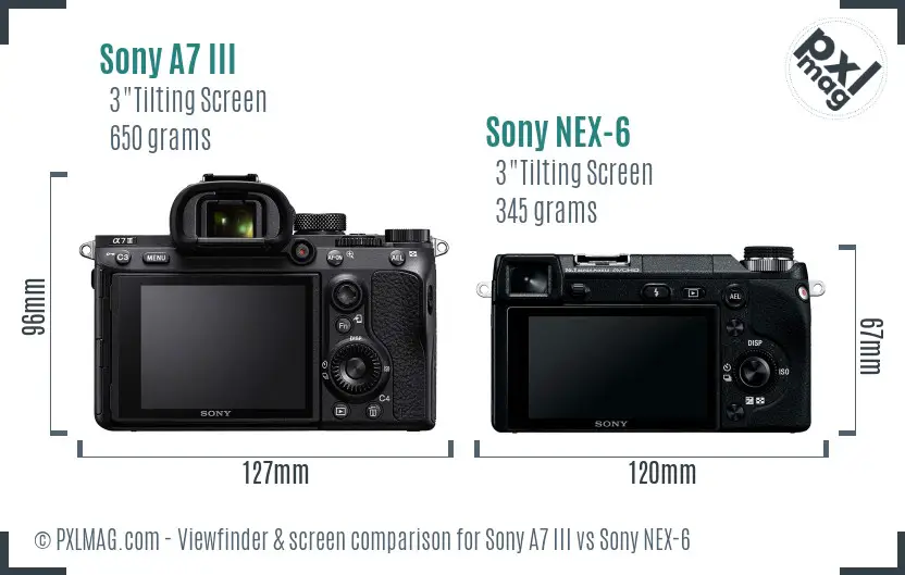 Sony A7 III vs Sony NEX-6 Screen and Viewfinder comparison