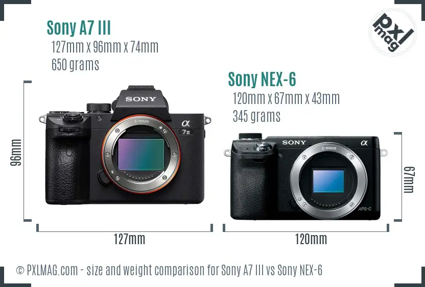 Sony A7 III vs Sony NEX-6 size comparison