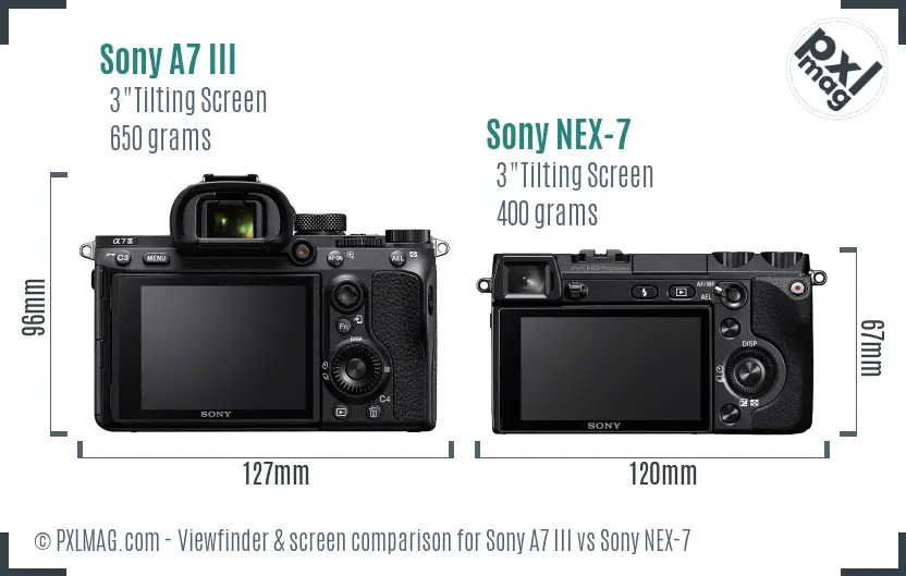 Sony A7 III vs Sony NEX-7 Screen and Viewfinder comparison