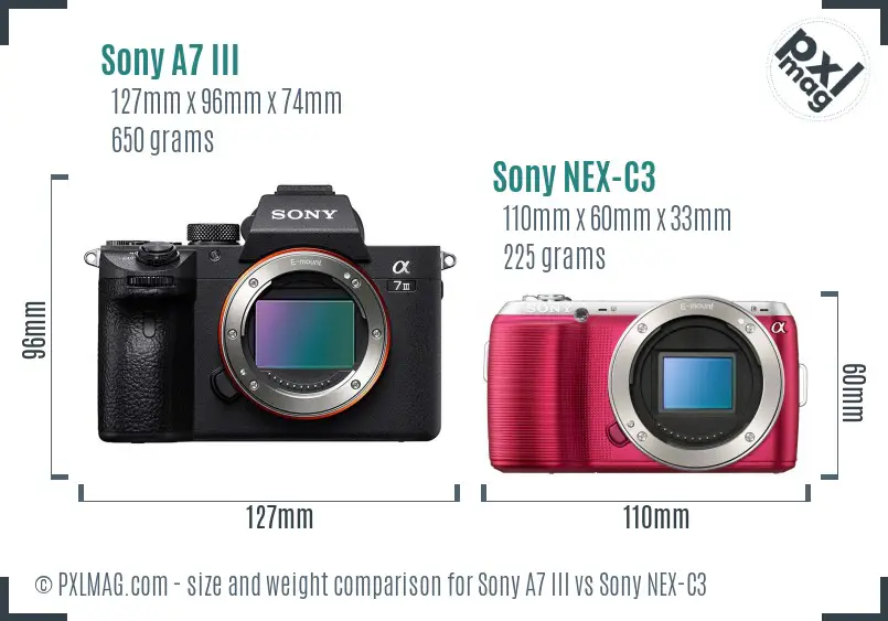 Sony A7 III vs Sony NEX-C3 size comparison