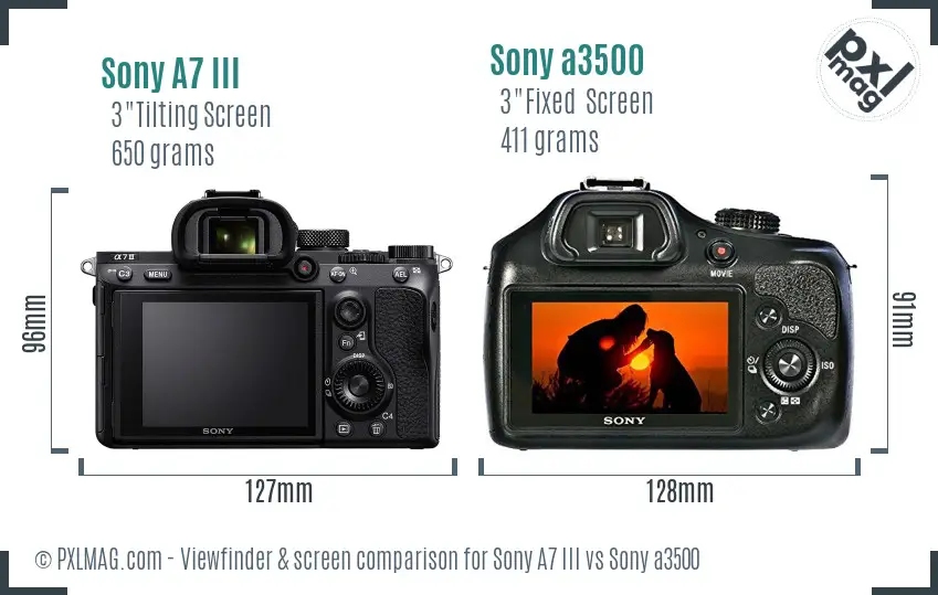 Sony A7 III vs Sony a3500 Screen and Viewfinder comparison