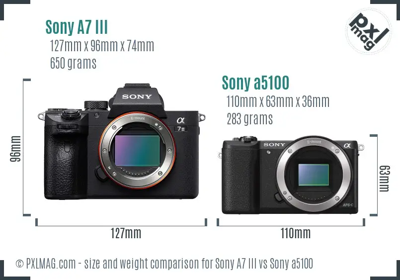 Sony A7 III vs Sony a5100 size comparison Sony A7 III vs Sony a5100 size comparison