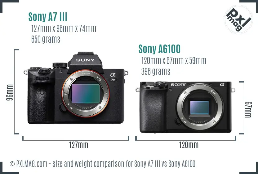 Sony A7 III vs Sony A6100 size comparison