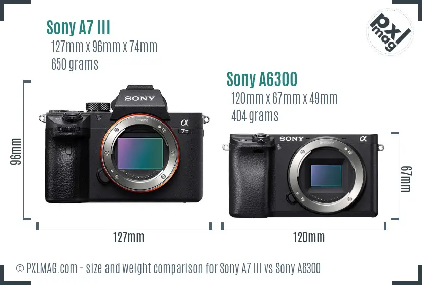 Sony A7 III vs Sony A6300 size comparison