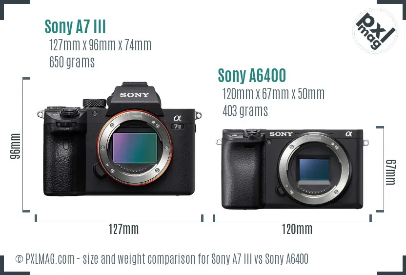 Sony A7 III vs Sony A6400 size comparison