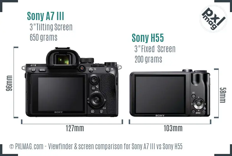 Sony A7 III vs Sony H55 Screen and Viewfinder comparison