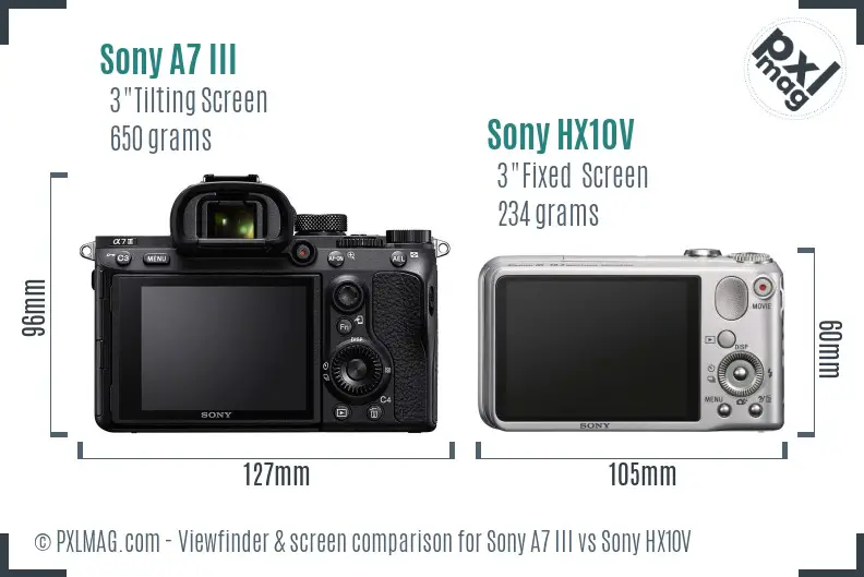 Sony A7 III vs Sony HX10V Screen and Viewfinder comparison