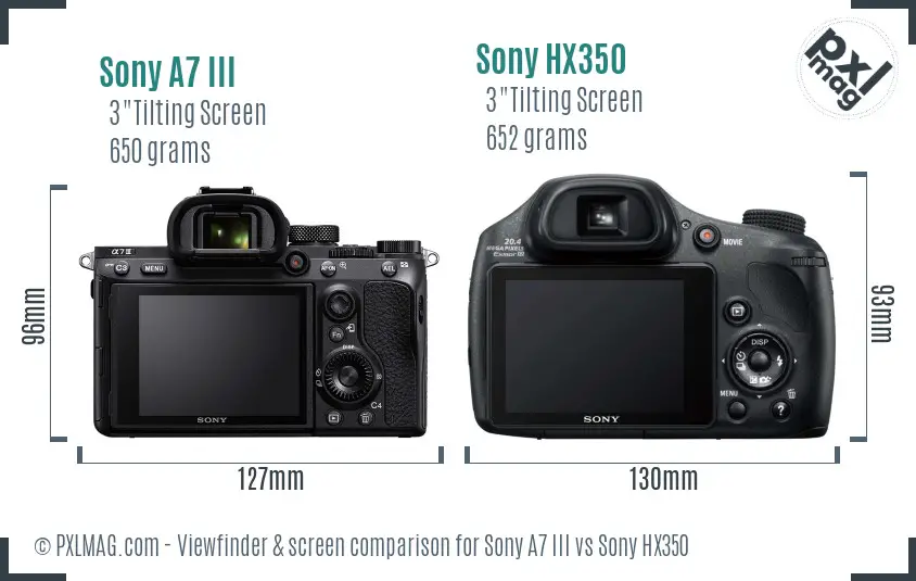 Sony A7 III vs Sony HX350 Screen and Viewfinder comparison