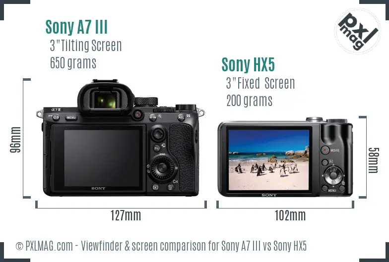 Sony A7 III vs Sony HX5 Screen and Viewfinder comparison