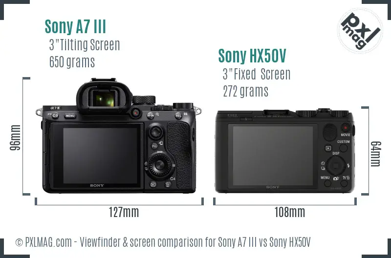 Sony A7 III vs Sony HX50V Screen and Viewfinder comparison