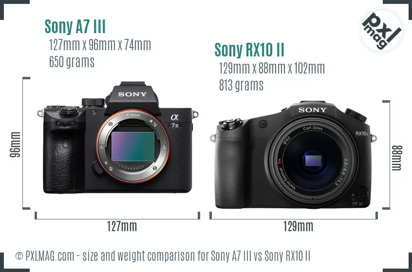 Sony A7 III vs Sony RX10 II size comparison