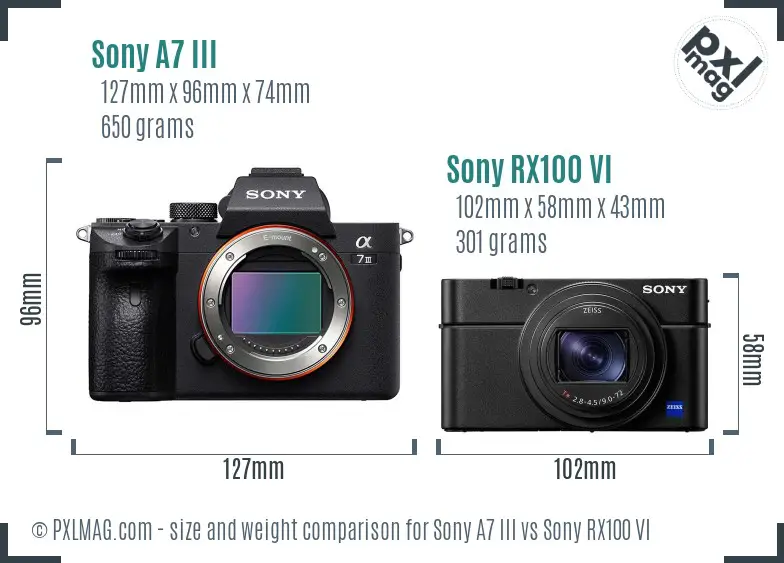 Sony A7 III vs Sony RX100 VI size comparison