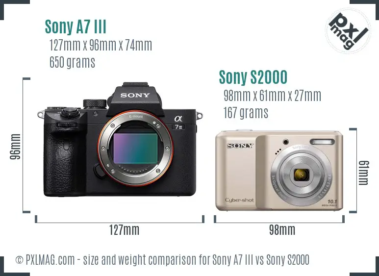 Sony A7 III vs Sony S2000 size comparison