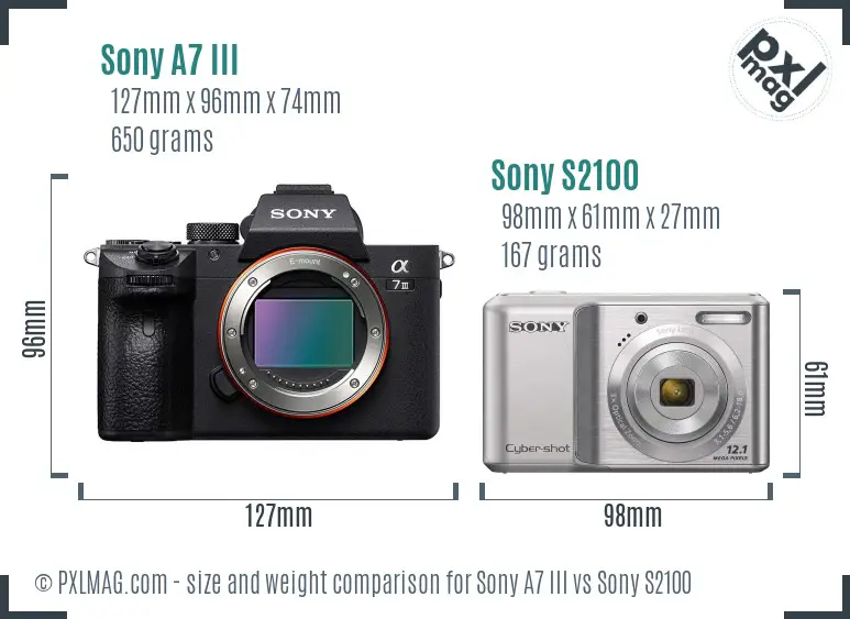 Sony A7 III vs Sony S2100 size comparison