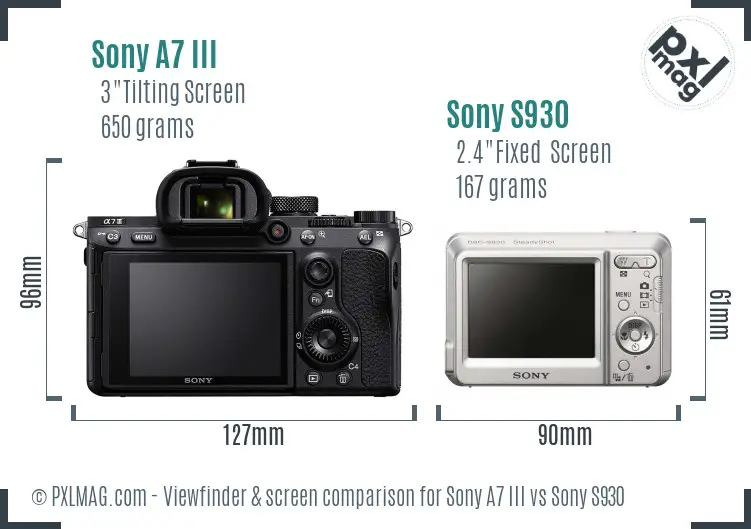 Sony A7 III vs Sony S930 Screen and Viewfinder comparison