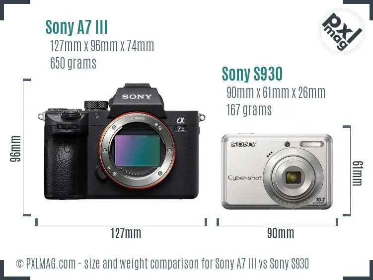 Sony A7 III vs Sony S930 size comparison