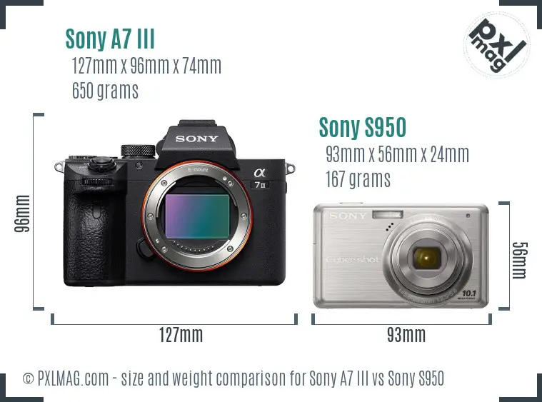 Sony A7 III vs Sony S950 size comparison