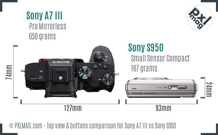 Sony A7 III vs Sony S950 top view buttons comparison