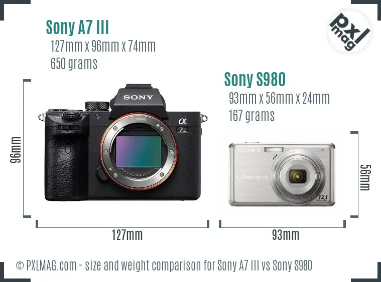 Sony A7 III vs Sony S980 size comparison