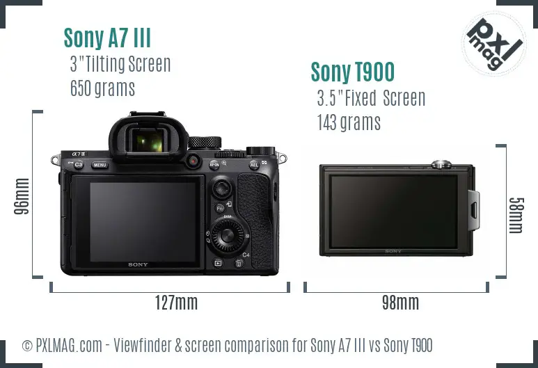 Sony A7 III vs Sony T900 Screen and Viewfinder comparison