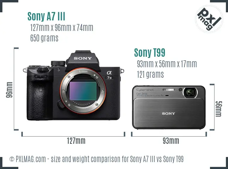 Sony A7 III vs Sony T99 size comparison
