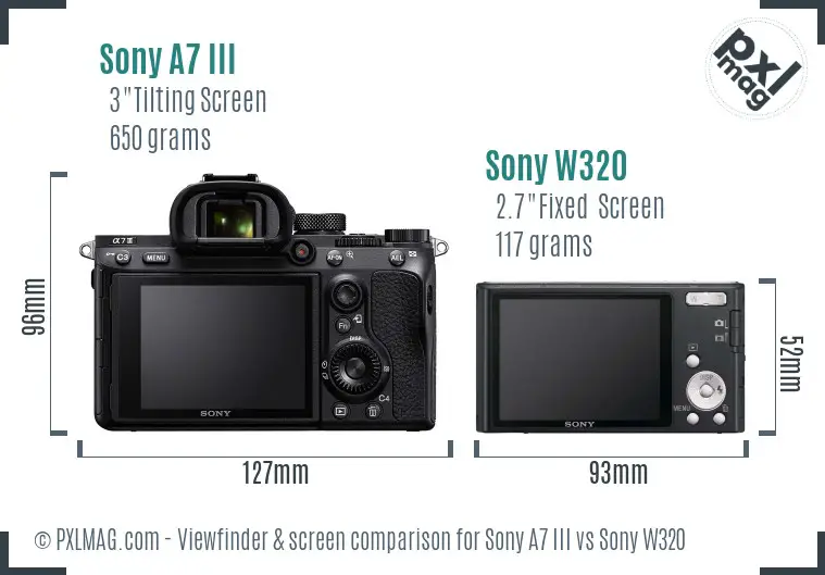 Sony A7 III vs Sony W320 Screen and Viewfinder comparison