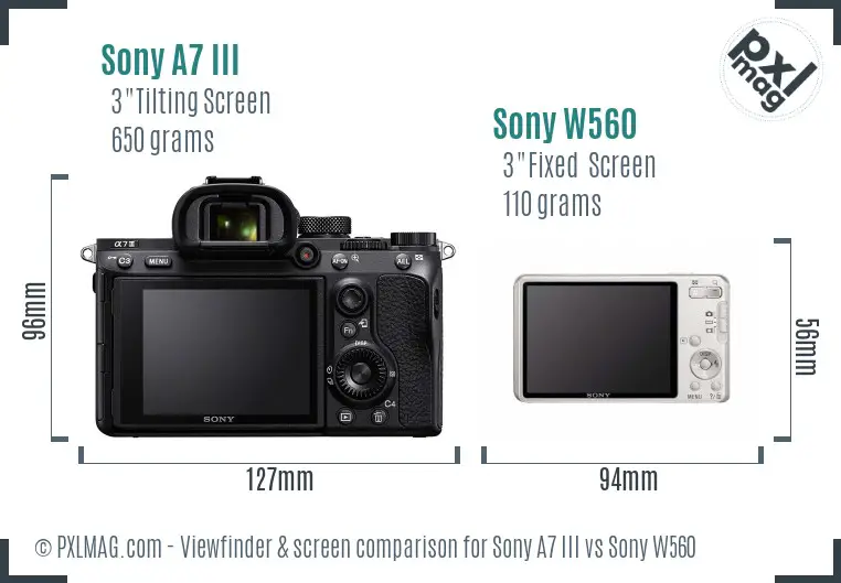 Sony A7 III vs Sony W560 Screen and Viewfinder comparison