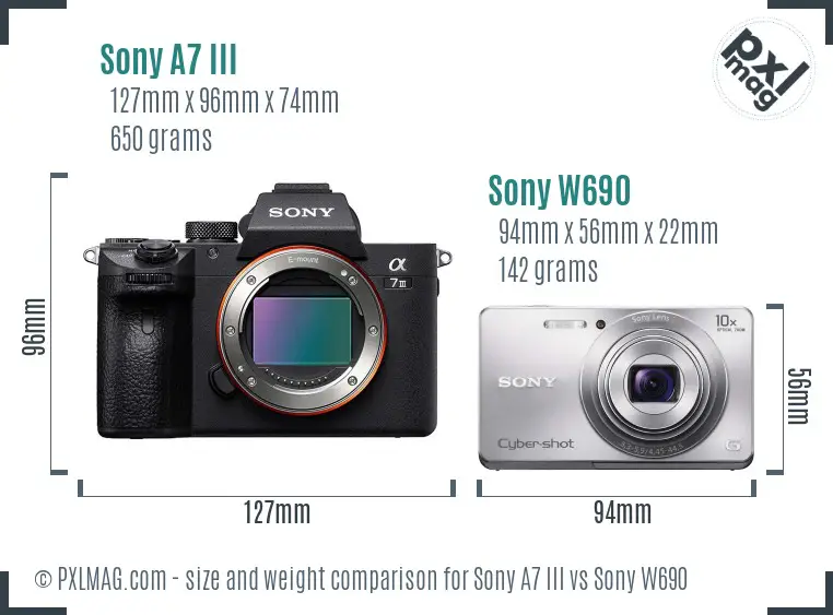 Sony A7 III vs Sony W690 size comparison