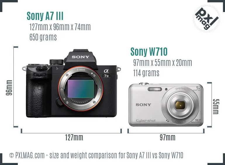 Sony A7 III vs Sony W710 size comparison