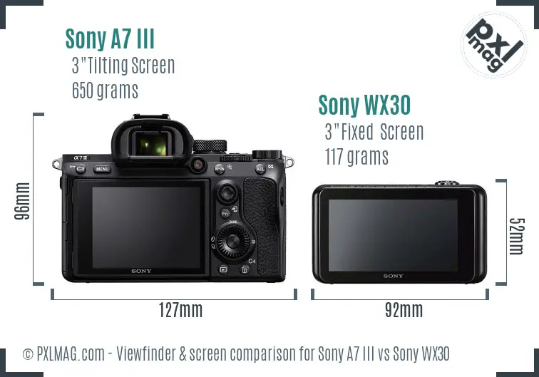 Sony A7 III vs Sony WX30 Screen and Viewfinder comparison